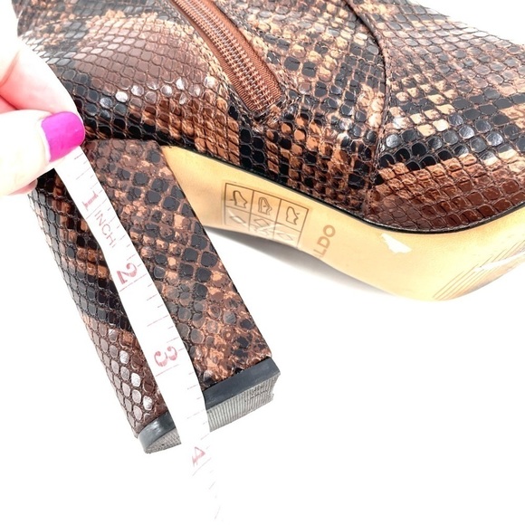 ALDO Brown Snake Sock Mid Heel Boot - Picture 8 of 8